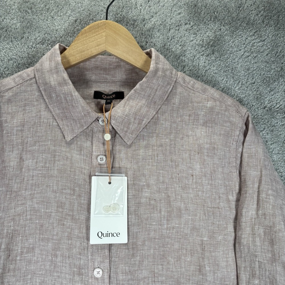 Quince Shirt Women XL Pink 100% European Linen Long Sleeve Button Up Coastal NWT
